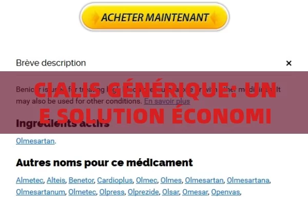 CIALIS GÉNÉRIQUE: UNE SOLUTION ÉCONOMIQUE